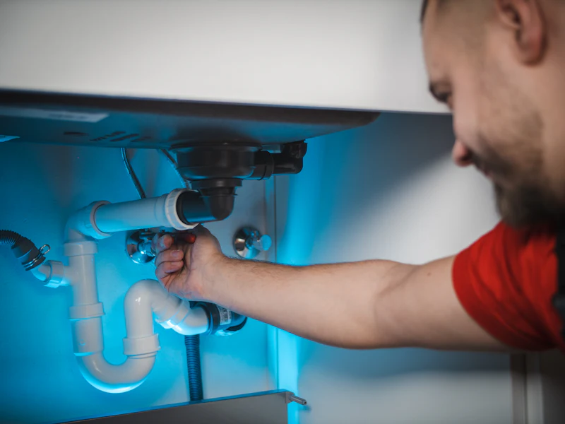 Plumber clearing a drain